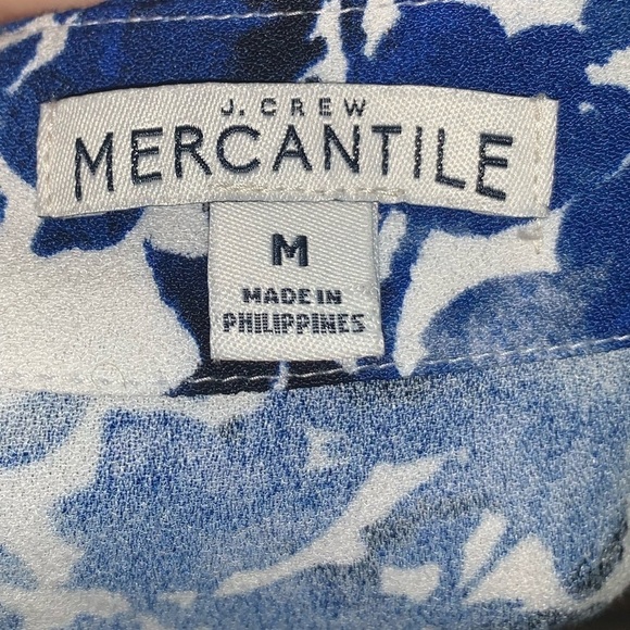 J. Crew Mercantile Size Medium Blue Floral Shift Dress Long Sleeve - Picture 5 of 5
